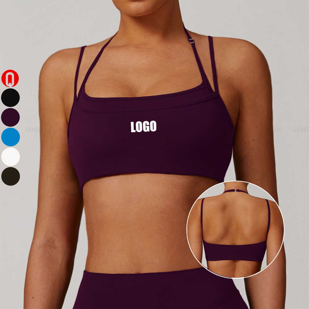 Custom Multiple Shoulders Straps Soft Woman Workout Bras Running Removable Padded Gym Backless Sports Bras