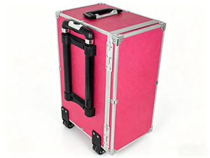 Organizador de Cosméticos Rodante Rosa de Aluminio, Caja de Maquillaje OEM <span class=keywords><strong>con</strong></span> 4 Cajones, Forro de EVA Resistente al Polvo, para Uso en Exteriores - Product Image 2