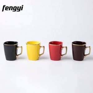 Mug à café personnalisé avec logo, décalcomanie dorée, tasse en céramique pour l'eau, mug à café pour le petit-déjeuner, décoratif, coloré à la main, en céramique blanche, mugs personnalisés - Product Image 2