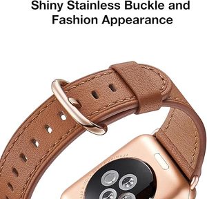 Correa de cuero genuino de grano superior de un solo recorrido de lujo para mujer, correas de reloj transpirables para relojes inteligentes - Product Image 2