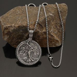 Nordic Viking <b>Tree</b> of Life Pendant <b>Necklace</b> Stainless Steel Vintage Viking Yggdrasil Ourobles <b>Necklace</b> Men Scandinavian Jewelry - Product Image 4