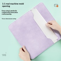 Housse d'ordinateur portable en similicuir de style horizontal, doublée de polaire, étui de protection intérieur pour ordinateur, élégante pochette en cuir pour ordinateur portable