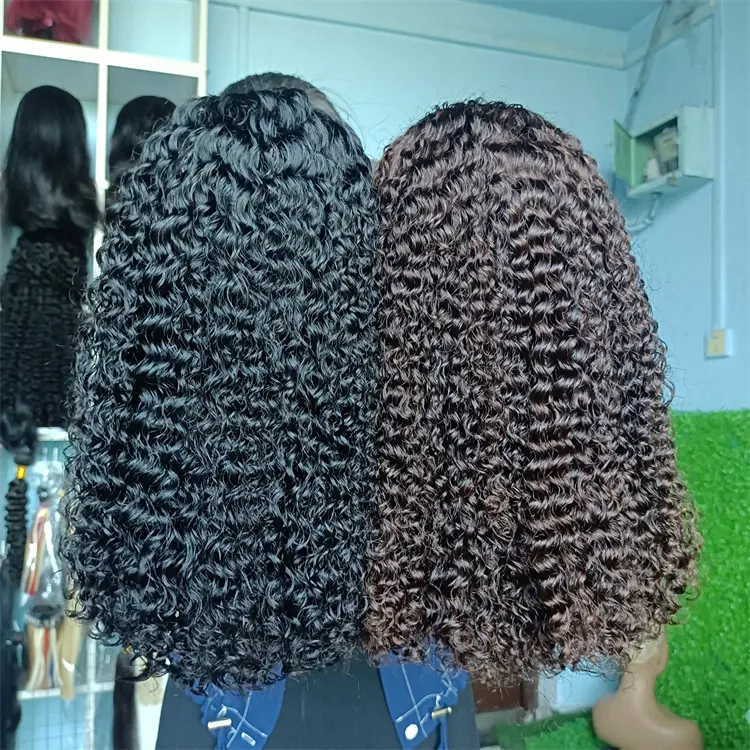 Vente en gros Perruque courte en cheveux humains vierges naturels Perruques péruviennes Hd Lace Straight en cheveux cambodgiens 4*4 12 pouces Perruque bouclée bob