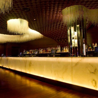 Comptoir de Bar à café en forme de L en pierre artificielle, Table de Bar à Cocktail LED de conception professionnelle