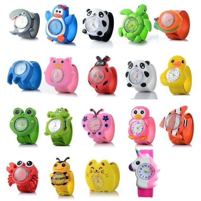 Wholesale Kids Children Boys Girls Lovely Cute Cartoon Flower Animal Slap Watches Fashion Students Birthday Gift Quartz Watches