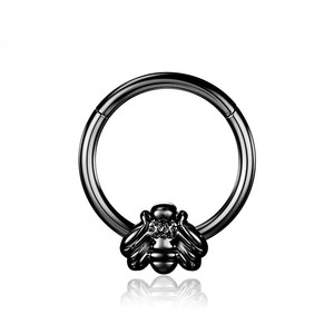 Anillos <span class=keywords><strong>de</strong></span> <span class=keywords><strong>Nariz</strong></span> <span class=keywords><strong>de</strong></span> titanio G23 Little Bee con bisagras Septum Clicker segmento oreja Tragus cartílago hélice labio cuerpo Piercing joyería pendientes - Product Image 5