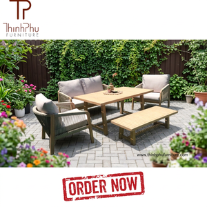 Luxury Contemporary <b>Foldable</b> Acacia Wood Eco-friendly Teak Wood Frame Outdoor Furniture Set <b>Garden</b> Sofa Dining <b>Table</b> Chair for - Product Image 3