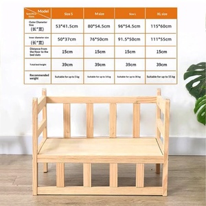 Cama de Madera Personalizada para Perro con Marco de Pino, Cojín de Tela Transpirable y Cálido, Extraíble y Lavable, Opciones de Logotipo para <span class=keywords><strong>Perros</strong></span> Pequeños, Uso en Interiores - Product Image 5