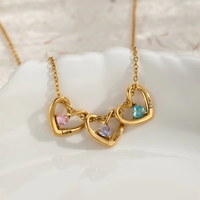 Collar de Acero Inoxidable con Colgante de Corazón Personalizado con Grabado de Múltiples Nombres y Piedra de Nacimiento, Certificado CE
