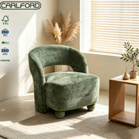 Fauteuil d'appoint moderne en tissu style nordique CARLFORD avec accoudoirs pour hôtel, chambre, appartement, salon
