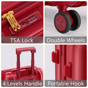 Valigia da Viaggio di Lusso MGB con Ruote, 20-24 Pollici, Bagaglio da Stiva con Cerniera YKK, <span class=keywords><strong>Trolley</strong></span> con Ruote, Serratura TSA, Rosso Lucido - Product Image 3