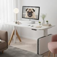 Bureau debout électrique au design moderne avec pieds triangulaires en bois Vente en gros OEM à hauteur réglable directement de l'usine chinoise