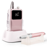 Lime à ongles électrique or rose grand écran 35000 tr/min E jeu de limes pour perceuse à ongles en gel acrylique paquet de logo privé portable
