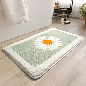 Alfombra de Baño Rectangular con Diseño de Margaritas, Antideslizante y Absorbente para Uso Doméstico - Product Image 1