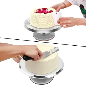 Heavy Duty אלומיניום סגסוגת מסתובבת מסתובב מתכת עוגת קישוט כלים להכנת אפיית יום הולדת עוגת פטיפון