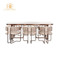 Ensemble de table de salle à manger en marbre italien de luxe et 8 chaises ensemble de table de meubles de salle à manger de luxe