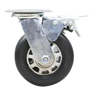 Rodas de rodízio de borracha natural para equipamentos pesados, 4 polegadas, 100x50mm, para equipamentos, com freio, 660lbs, modelo Bege