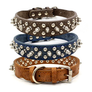 Collier de chien en cuir réglable Style rétro pointes clous anti-morsure solide pour petits moyens grands animaux de compagnie Pit Bull Bulldog inclus - Product Image 6