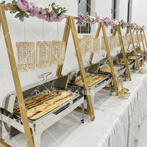 Plats <span class=keywords><strong>de</strong></span> service <span class=keywords><strong>de</strong></span> luxe en acier inoxydable doré <span class=keywords><strong>de</strong></span> 9 L pour buffet <span class=keywords><strong>de</strong></span> mariage, chauffe-plats pour la restauration - Product Image 1
