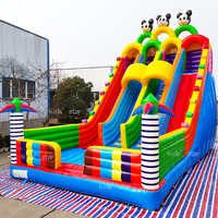 Grand toboggan gonflable commercial extérieur en PVC à double piste, château gonflable, aire de jeux pour enfants, toboggan gonflable géant à sec