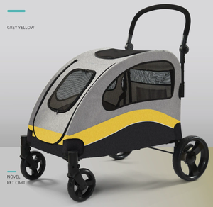 รถเข็นสัตว์เลี้ยงขนาดใหญ่ 4 ล้อ กันน้ำ ระบายอากาศได้ดี สำหรับสุนัขพันธุ์ใหญ่ พร้อมคุณสมบัติพับเก็บได้ - ผลิตภัณฑ์สำหรับการเดินทาง - Product Image 2