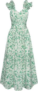 Robe d'été à imprimé floral <span class=keywords><strong>pour</strong></span> femmes - Style plissé sans manches en forme <span class=keywords><strong>de</strong></span> A, <span class=keywords><strong>tenue</strong></span> décontractée et fluide <span class=keywords><strong>pour</strong></span> invitées <span class=keywords><strong>de</strong></span> <span class=keywords><strong>mariage</strong></span> - Product Image 4