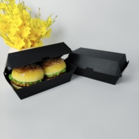 Vente en gros de boîtes à lunch en carton ondulé jetables au micro-ondes hamburger noir au poulet emballage à emporter recyclé