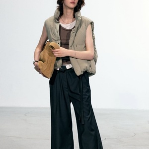 Nouvelle conception, veste d'hiver décontractée pour femmes, style cool, veste bomber sans manches, veste courte à fermeture éclair en nylon, veste rembourrée en duvet - Product Image 2