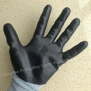 15 Gauge Melange Yarn Nylon And Spandex Knitting Black Nitrile Foam Palm Coated Gloves