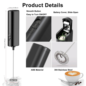 Tốc Độ Cao Pin Hoạt Động Thép Không Gỉ Sữa Frother Uống Mixer Trứng Beater Matcha Whisk Điện Cà Phê Frother Cầm Tay - Product Image 2