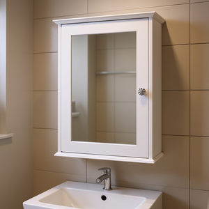 White Single Door <b>Wall</b>-Mounted Bathroom Cabinet With <b>Mirror</b> Rectangle Indoor Use - Product Image 2