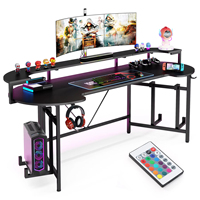 Nouveau design, bureau d'ordinateur très vendu, poste de travail PC, table de jeu avec bandes LED