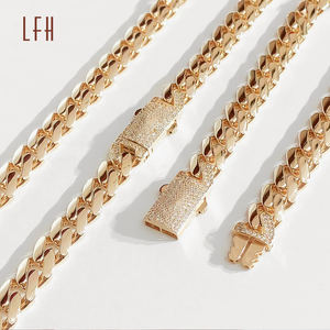 LFH Vente en gros Collier à maillons cubains Miami en <span class=keywords><strong>or</strong></span> véritable 18 carats pur Chaîne Hip Hop Au750 Bracelet gourmette personnalisé 18 carats au750 Chaînes pour hommes - Product Image 3
