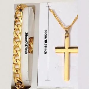 Người Đàn Ông Của Xu Hướng Kinh Doanh 3 cái/bộ Thời Trang Ba-Mắt Duy Nhất Lịch Thép Ban Nhạc Đồng Hồ + Chéo Vòng Đeo Tay Bộ - Product Image 4