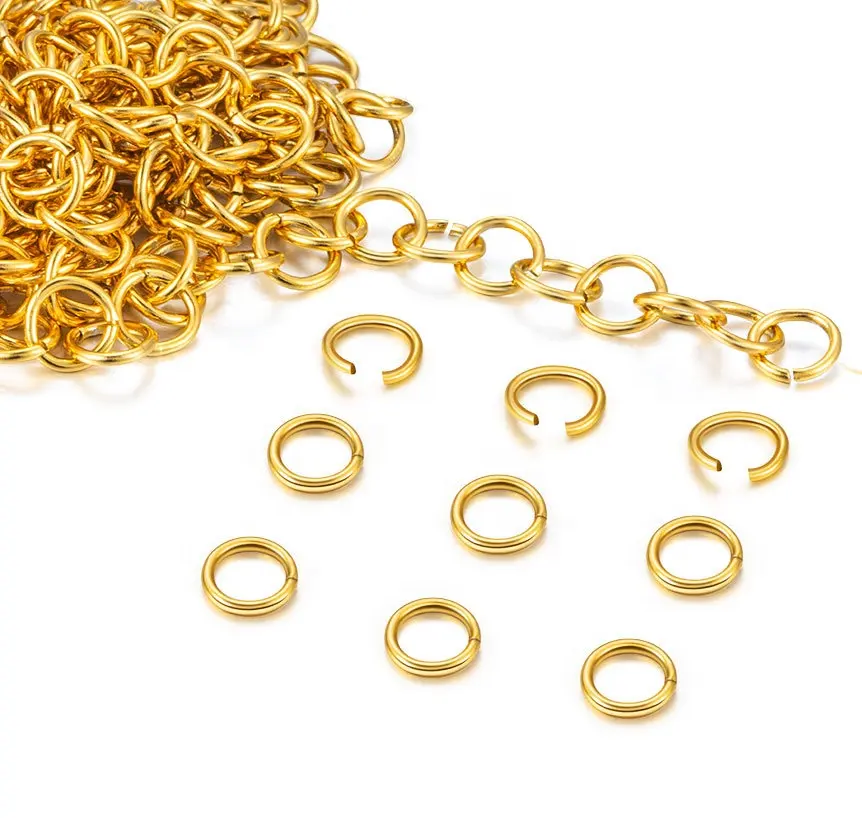 18k Gold Color Retaining Stainless Steel Open Single Loops Jump Single Connection Jewelry Accessories findings