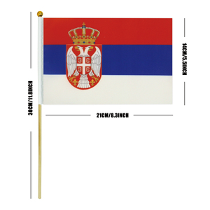 Bandera de Serbia con Asta de Madera para Agitar a Mano, Venta Caliente de Fábrica 2024, para Días Festivos Generales - Product Image 3