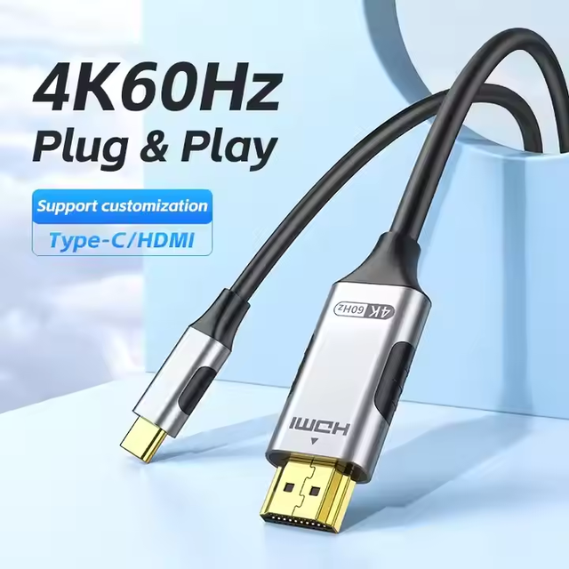 Mindpure Gold Plated 2M Phone to TV HDMI Cable Ultra HD 1080P 4K 60Hz Type-C USB 3.1 Type C Male to HDMI Male Adapter Cable Cabo