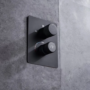 النحاس أخفى <span class=keywords><strong>2</strong></span> طريقة دش تحويل الصمام دش المياه عرض درجة الحرارة صمام خلاط أسود - Product Image 3