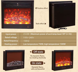 Caminetto Elettrico Moderno da Parete con Simulazione 3D Fiamma a 7 Colori, Stile Europeo, con Supporto TV Integrato - Product Image 6