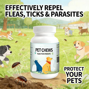 Compléments à mâcher pour animaux de compagnie : Soutien immunitaire, absorption rapide, naturel et sûr, multivitamines, minéraux et oméga 3 pour chats, contre les puces et les tiques - Product Image 5