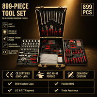Kit d'outils manuels OEM 899 pièces pour réparation automobile, boîte à outils mécanique, kits de clés à douille, clés à cliquet et tournevis en acier pour la maison