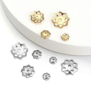 Stainless Steel Flower Bead Holder <b>Spacer</b> 18K Gold Plated Hollow Petal DIY Bracelet Accessories - Product Image 1