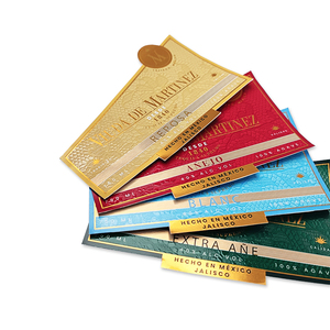 Tùy chỉnh sang trọng 3D véc ni in ấn chai rượu vang bao bì nhãn vàng lớn lên lá dập kết cấu dập nổi Vinyl Nhãn dán nhãn - Product Image 2