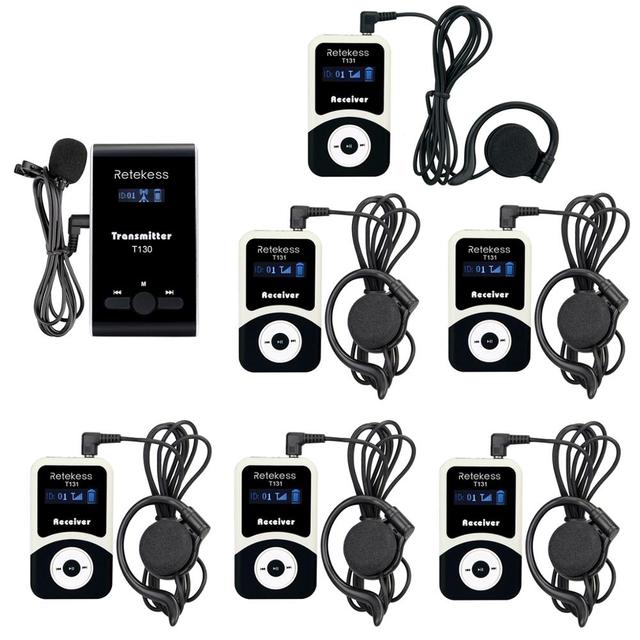 Wireless 1 Transmitter 6 Pcs Receiver Tour Guide System Device Equipment for Tour Guide Simultaneous Translation Meeting Church