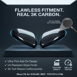 Coques de rétroviseurs latéraux en fibre de carbone légères à coller pour la modification des Subaru BRZ et Toyota GT86 (vente en gros) - Product Image 3