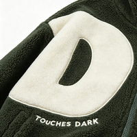 Veste en polaire sherpa à col montant avec patch lettre personnalisé pour homme, coupe oversize, zippée, style streetwear, manteau d'hiver en polaire teddy