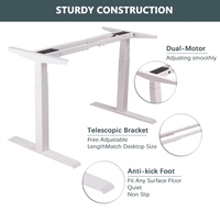 Table de bureau moderne en gros avec plateau de gestion des câbles personnalisé, réglable en hauteur électriquement à double moteur et pivotante