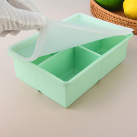 Bac à glaçons en silicone à 4 cavités, sans BPA, à démoulage facile, pour congélation rapide, avec couvercle, pour aliments pour bébés