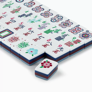 Classic Vintage American <b>Mahjong</b> <b>Set</b> with Joker and Dragon Tiles Blue White Acrylic Portable 4-Player Game Gift - Product Image 3