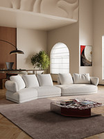 Chaise Courbée en Bois Style Italien Mollale Luxe Léger Modèle 2026, Grande Section Courbe au Sol, Sectionnelle Droite en Laine d'Agneau